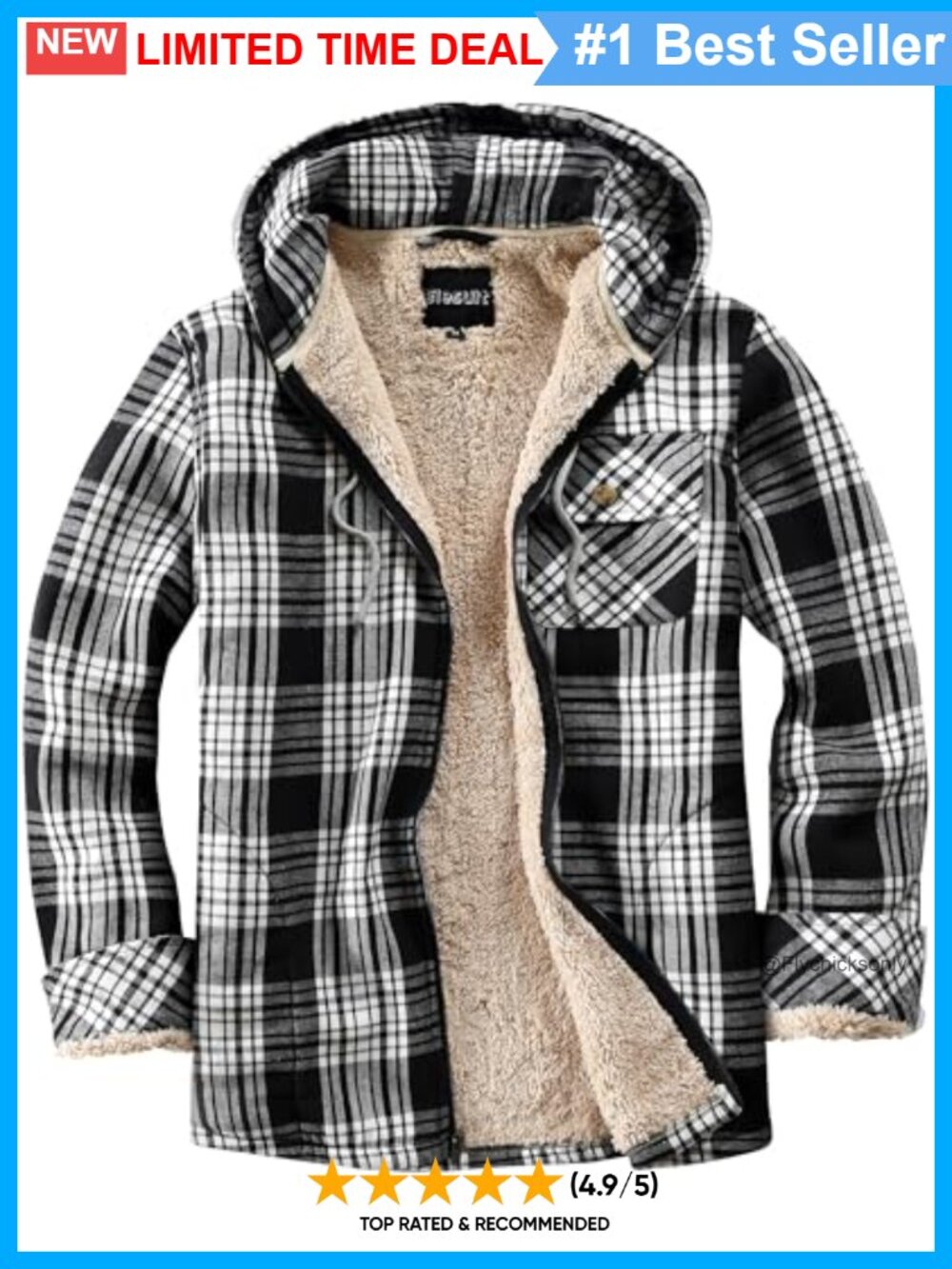 Women's Full Zip Fleece Plaid Sherpa Hoodie Jacket Casual Winter Coat